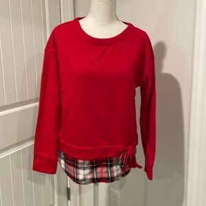 Izod Sweatshirt Plaid Hem